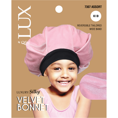 (Kids) Luxury Silky Velvet Bonnet - Solid - 6 pcs set