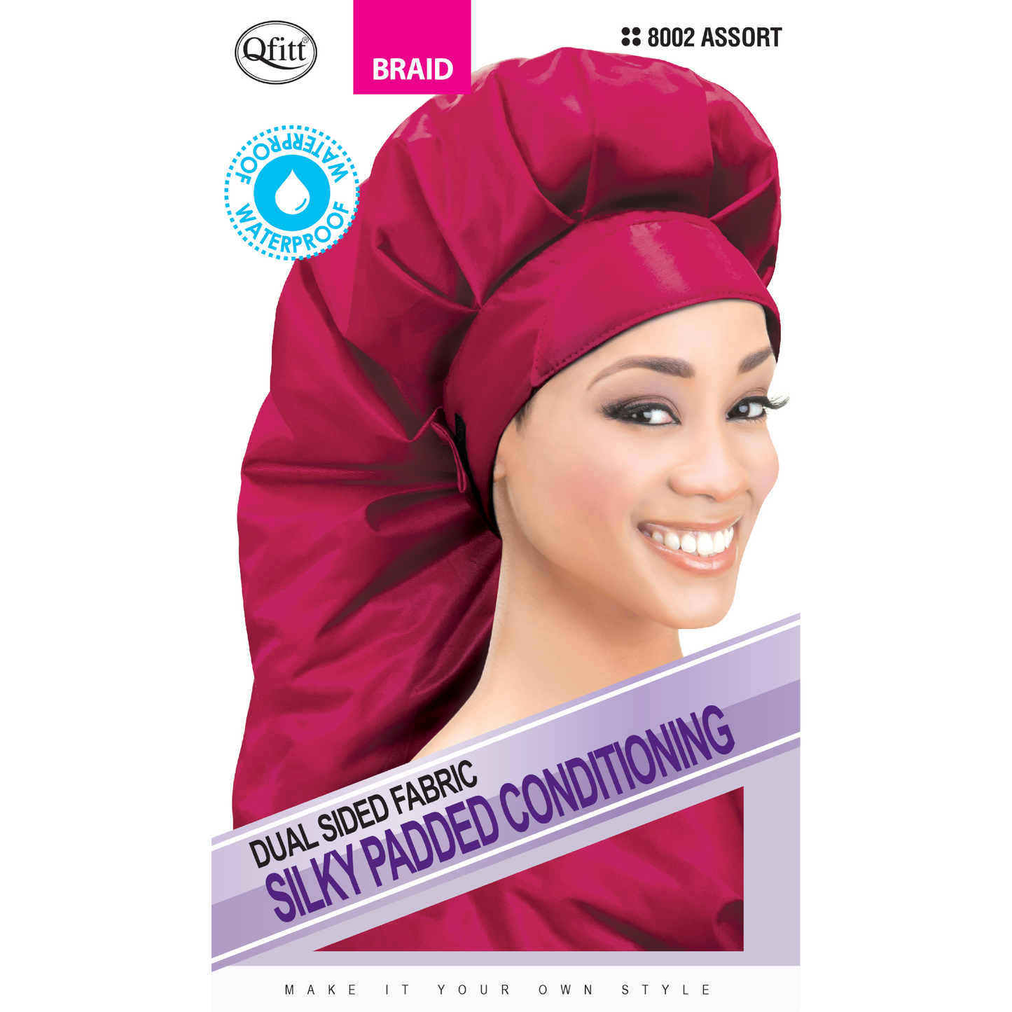 BRAID DUAL SIDED FABRIC SILKY PADDED CONDITIONING CAP [ASSORT-12 PIECE ...
