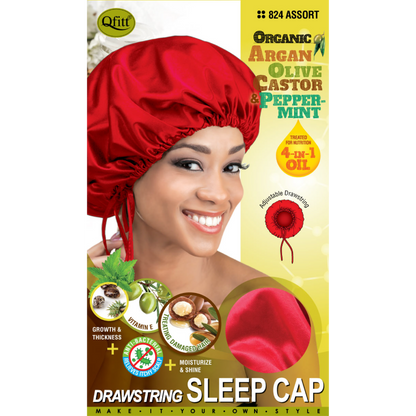 Organic Drawstring Sleep Cap - 12 pcs set