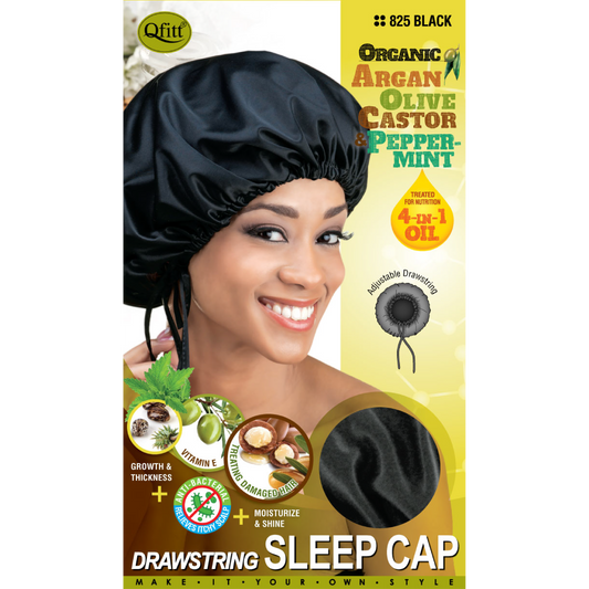 ORGANIC DRAWSTRING SLEEP CAP [BLACK]