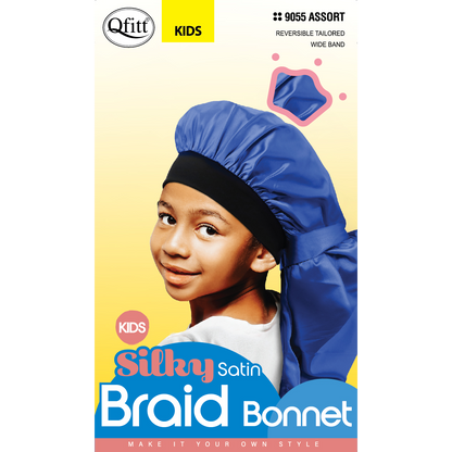 (Kids) Silky Satin Braid Bonnet - 12 pcs set